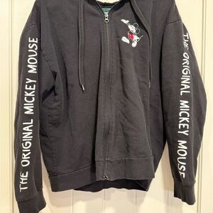 Disney Black Hooded Zip Sweater with White Tag